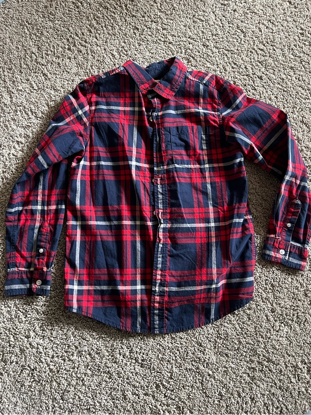 Cat & Jack Red and Navy Plaid Button-Up